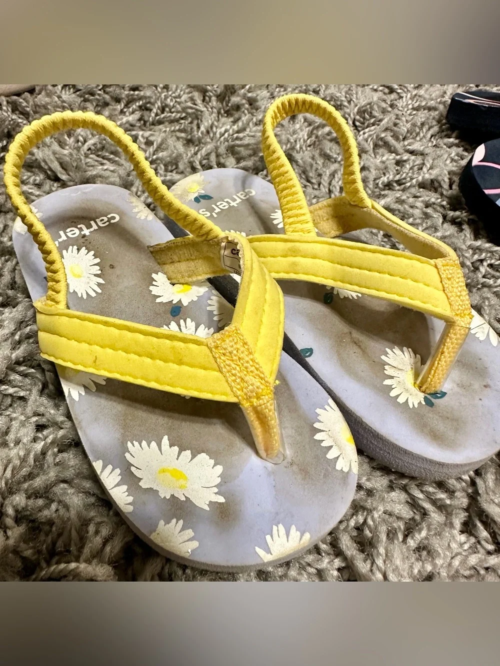 Carter's Yellow Daisy & Pink/Black Pattern Toddler Flip Flops